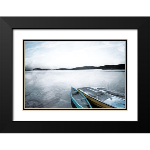 Three Boats Black Modern Wood Framed Art Print with Double Matting by Villa, Mlli