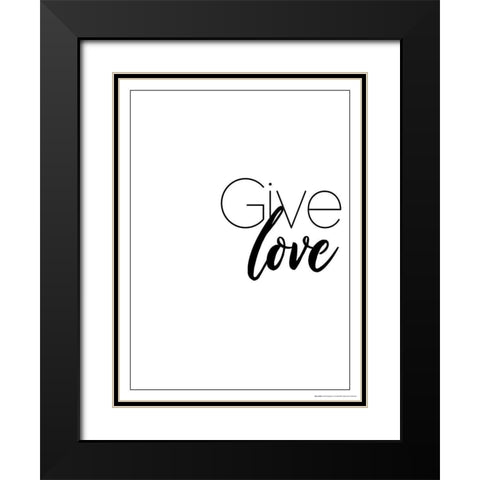Give Love Black Modern Wood Framed Art Print with Double Matting by Villa, Mlli