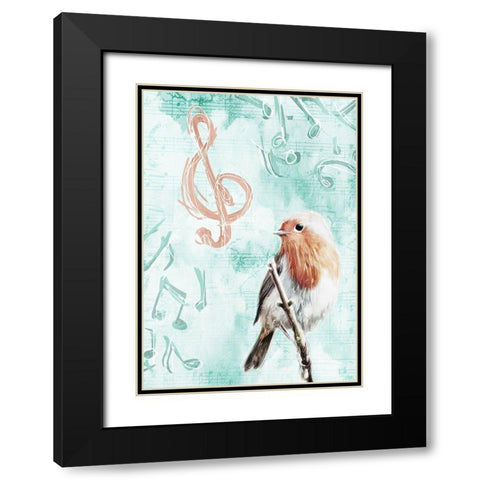 Music Bird Black Modern Wood Framed Art Print with Double Matting by Villa, Mlli