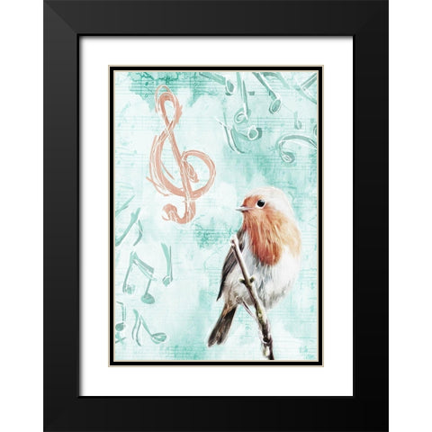 Music Bird Black Modern Wood Framed Art Print with Double Matting by Villa, Mlli