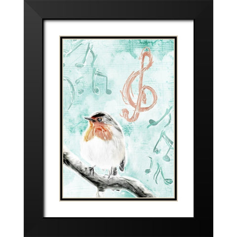 Music Bird Mate Black Modern Wood Framed Art Print with Double Matting by Villa, Mlli
