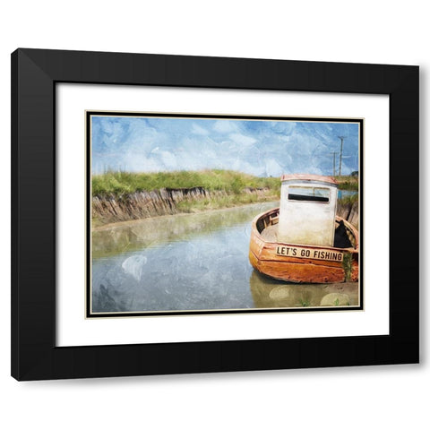 Lets Go Fishing Black Modern Wood Framed Art Print with Double Matting by Villa, Mlli