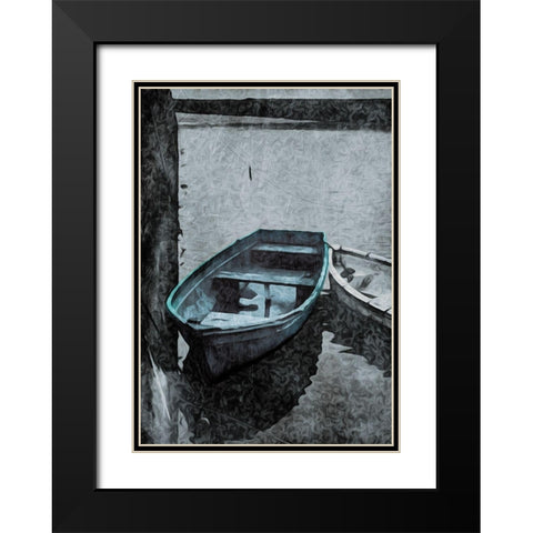 Boat In The Blue Black Modern Wood Framed Art Print with Double Matting by Villa, Mlli