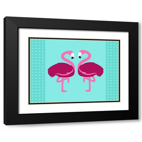 Flamingo  Black Modern Wood Framed Art Print with Double Matting by Villa, Mlli