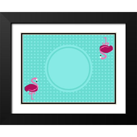 Flamingo Placemat Black Modern Wood Framed Art Print with Double Matting by Villa, Mlli