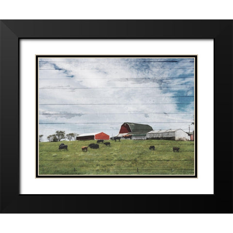 Farmhouse On The Hill Black Modern Wood Framed Art Print with Double Matting by Villa, Mlli