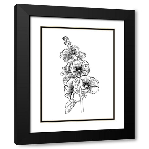 Lined Flowers Black Modern Wood Framed Art Print with Double Matting by Villa, Mlli