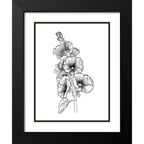 Lined Flowers Black Modern Wood Framed Art Print with Double Matting by Villa, Mlli