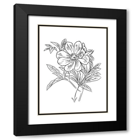 Lined Flowers Mate Black Modern Wood Framed Art Print with Double Matting by Villa, Mlli