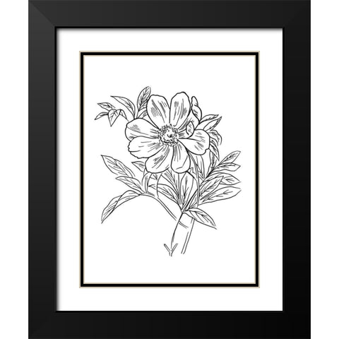 Lined Flowers Mate Black Modern Wood Framed Art Print with Double Matting by Villa, Mlli