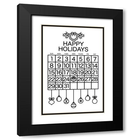 Happy Holidays Black Modern Wood Framed Art Print with Double Matting by Villa, Mlli