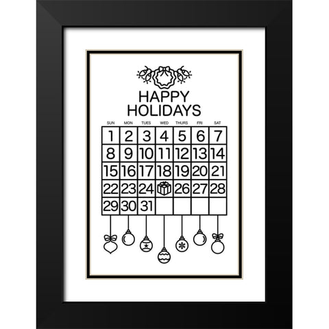 Happy Holidays Black Modern Wood Framed Art Print with Double Matting by Villa, Mlli