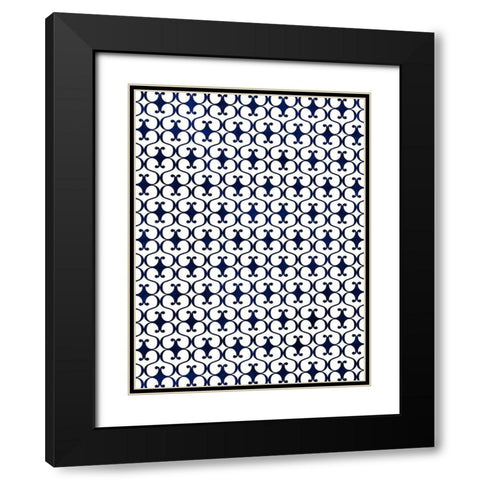 Blue Flourish Black Modern Wood Framed Art Print with Double Matting by Villa, Mlli