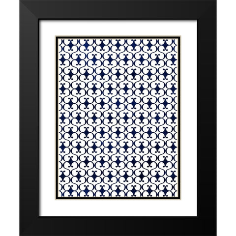 Blue Flourish Black Modern Wood Framed Art Print with Double Matting by Villa, Mlli