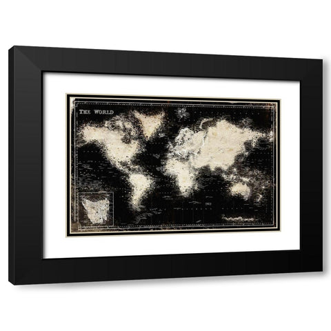 Cream World Black Modern Wood Framed Art Print with Double Matting by Villa, Mlli