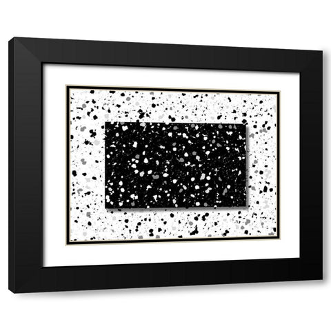 Black White Speckles Black Modern Wood Framed Art Print with Double Matting by Villa, Mlli