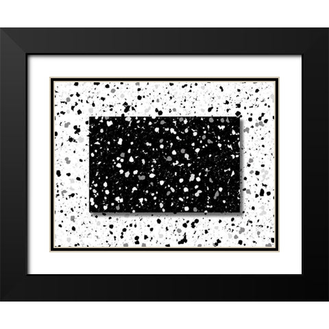 Black White Speckles Black Modern Wood Framed Art Print with Double Matting by Villa, Mlli
