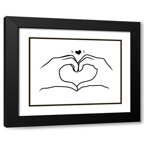 Heart Bw Black Modern Wood Framed Art Print with Double Matting by Villa, Mlli