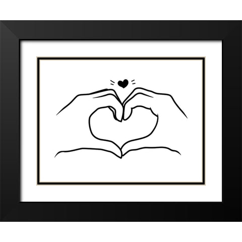 Heart Bw Black Modern Wood Framed Art Print with Double Matting by Villa, Mlli