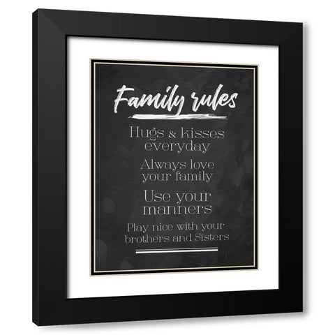 Family Rules Chalk Tone Black Modern Wood Framed Art Print with Double Matting by Villa, Mlli