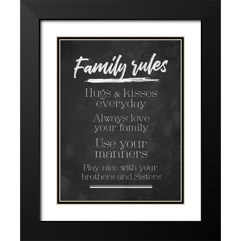 Family Rules Chalk Tone Black Modern Wood Framed Art Print with Double Matting by Villa, Mlli