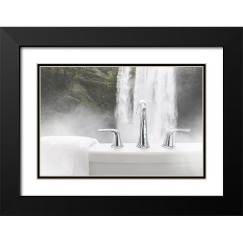 Enjoy the Bath Black Modern Wood Framed Art Print with Double Matting by Villa, Mlli