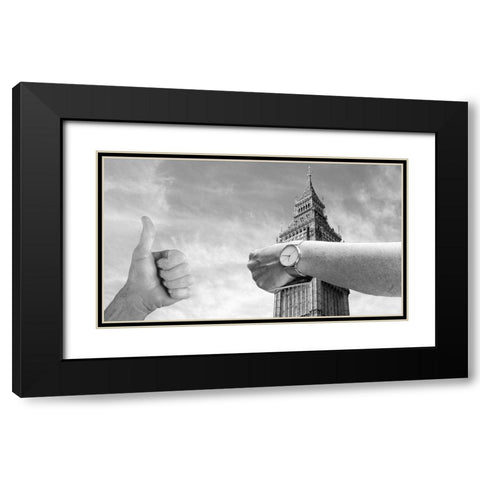 Watch Tower Black Modern Wood Framed Art Print with Double Matting by Villa, Mlli
