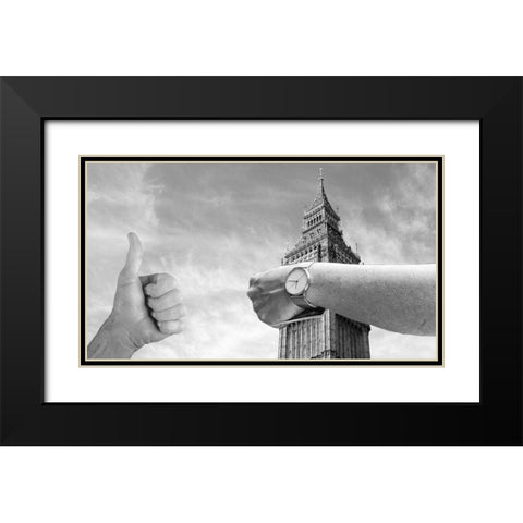 Watch Tower Black Modern Wood Framed Art Print with Double Matting by Villa, Mlli
