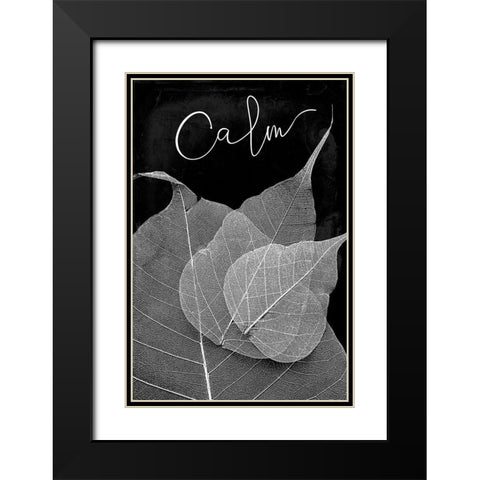Calm Leaves Black Modern Wood Framed Art Print with Double Matting by Villa, Mlli