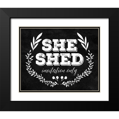 She Shed White Black Modern Wood Framed Art Print with Double Matting by Villa, Mlli
