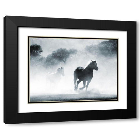Running Horses 2 Black Modern Wood Framed Art Print with Double Matting by Villa, Milli