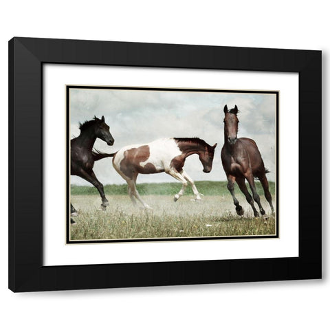 Running Horses 4 Black Modern Wood Framed Art Print with Double Matting by Villa, Milli