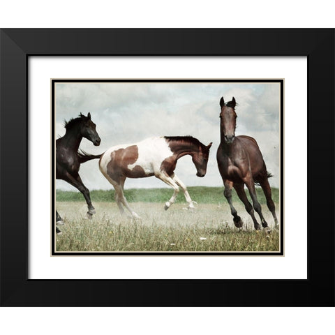 Running Horses 4 Black Modern Wood Framed Art Print with Double Matting by Villa, Milli
