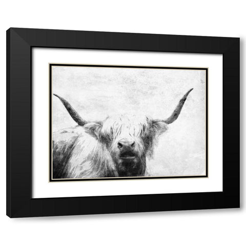 The Bull Look BW Black Modern Wood Framed Art Print with Double Matting by Villa, Milli