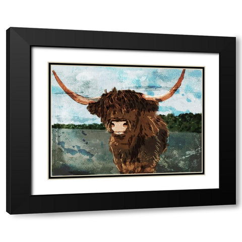 Hi Bull Black Modern Wood Framed Art Print with Double Matting by Villa, Milli