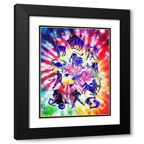 Zodiac Tie Dye Black Modern Wood Framed Art Print with Double Matting by Villa, Milli