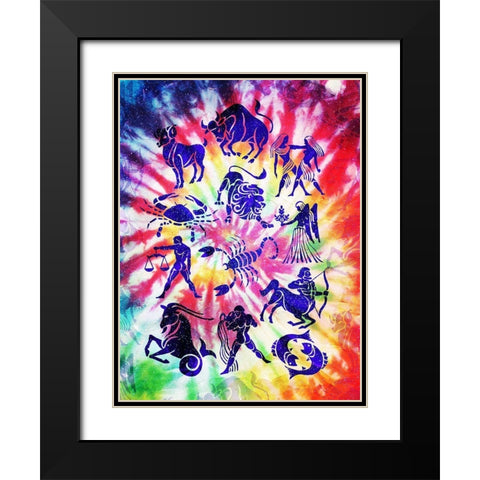 Zodiac Tie Dye Black Modern Wood Framed Art Print with Double Matting by Villa, Milli