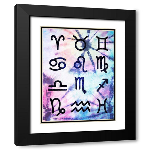 Symbol Zodiac Tie Dye Black Modern Wood Framed Art Print with Double Matting by Villa, Milli