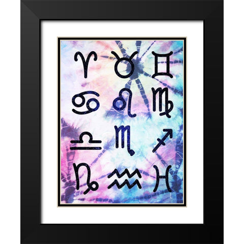 Symbol Zodiac Tie Dye Black Modern Wood Framed Art Print with Double Matting by Villa, Milli