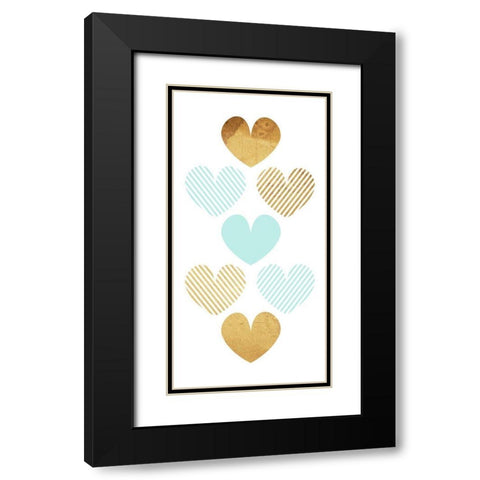 Crossed Heart Teal Black Modern Wood Framed Art Print with Double Matting by Villa, Mlli