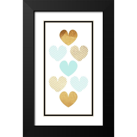 Crossed Heart Teal Black Modern Wood Framed Art Print with Double Matting by Villa, Mlli