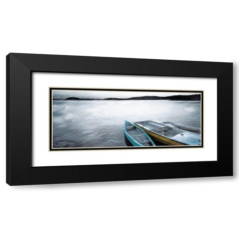 Three Boats Black Modern Wood Framed Art Print with Double Matting by Villa, Mlli