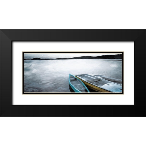 Three Boats Black Modern Wood Framed Art Print with Double Matting by Villa, Mlli