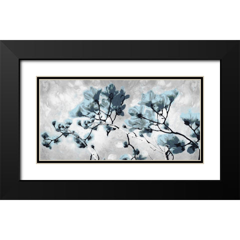 Blue Bloom Black Modern Wood Framed Art Print with Double Matting by Villa, Mlli
