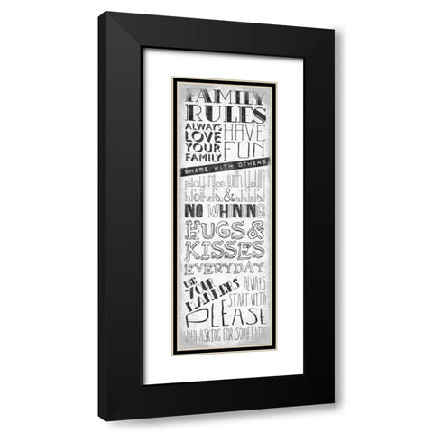 Family Rules Mate Black Modern Wood Framed Art Print with Double Matting by OnRei