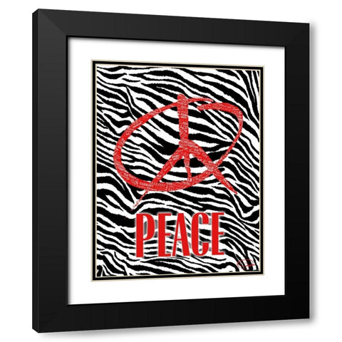 PEACE B Black Modern Wood Framed Art Print with Double Matting by OnRei