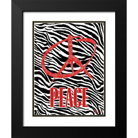 PEACE B Black Modern Wood Framed Art Print with Double Matting by OnRei