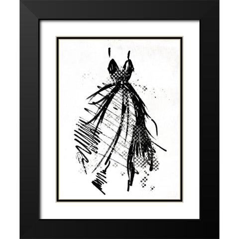 Silver Runway Dress Black Modern Wood Framed Art Print with Double Matting by OnRei