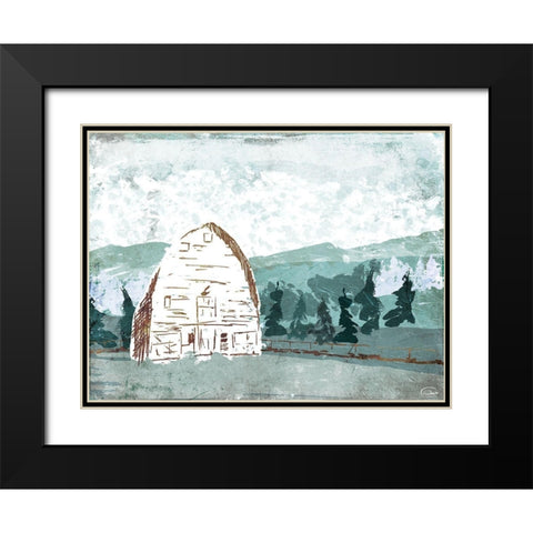 Barn In The Trees Black Modern Wood Framed Art Print with Double Matting by OnRei