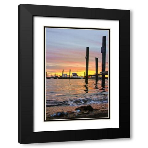 Sunset Harbour Black Modern Wood Framed Art Print with Double Matting by Orlando